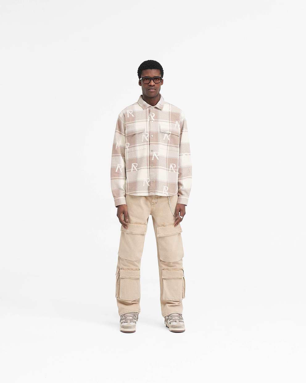 All Over Initial Flannel Shirt - Cashmere